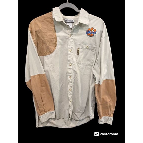Columbia Men's Hunting Shooting Long Sleeve Shirt Size Medium ‎ Beige "Skeet - Picture 1 of 3
